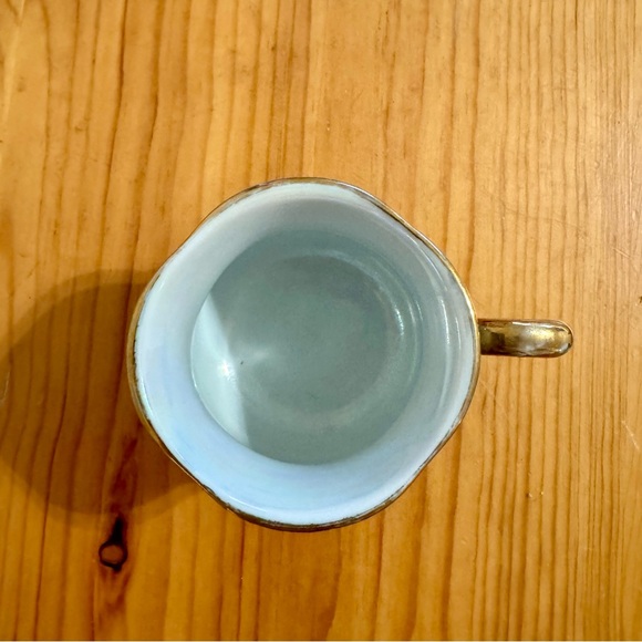 Vintage Victorian Style Tea Cup Mug Promenade Couple Green Gold Ornate - Picture 7 of 8